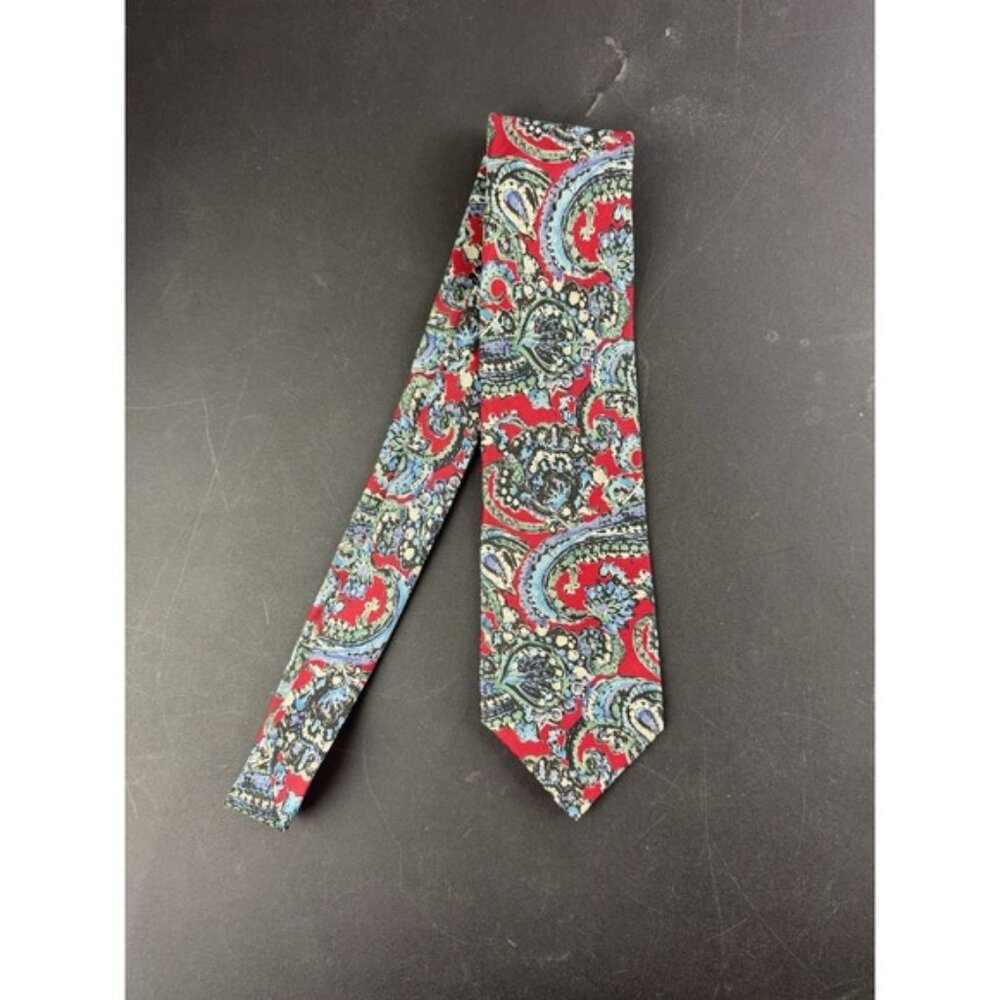 Gino Pompeii Red Paisley Tie Vintage Classic 100% Silk